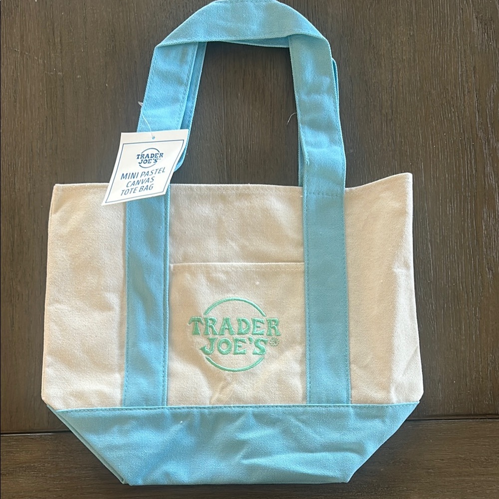 Blue and Cream Canvas Tote Bag